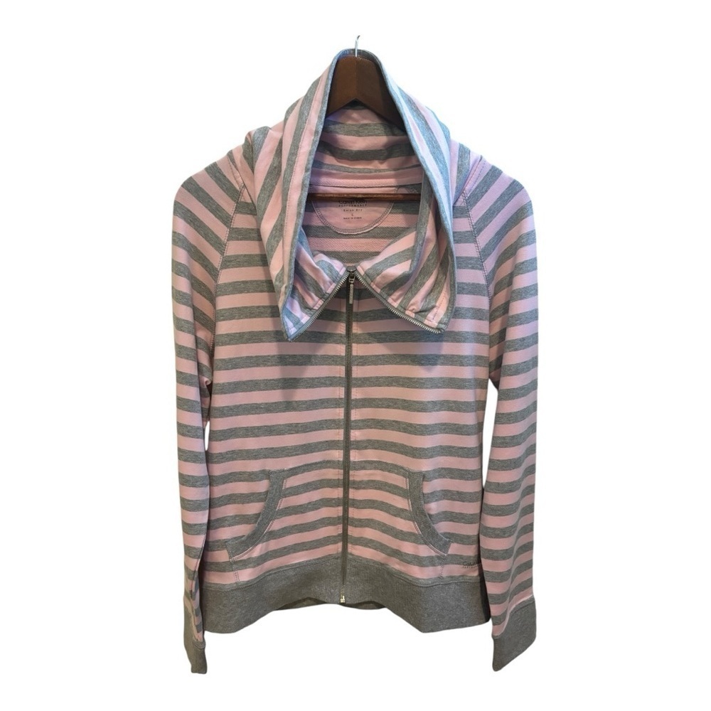 Calvin Klein Performance Pink Gray Striped Jacket Quick Dry Size Large